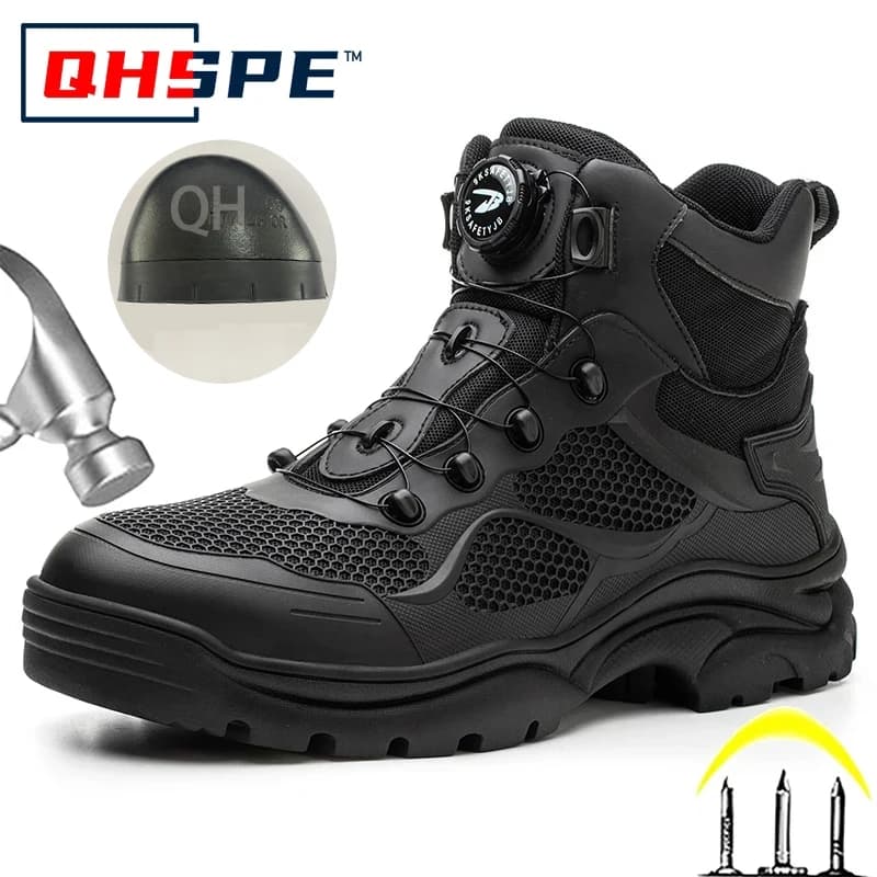 Safety Work Boots Men | Steel Toe Puncture-Proof | Breathable Rotary Buckle - Thumbnail 2