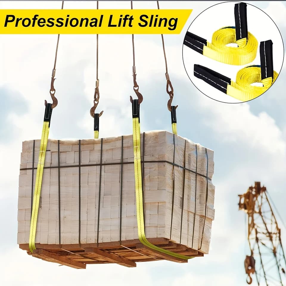 2x 10ft Lifting Straps | Nylon Recovery Sling | Industrial Winch Strap - Thumbnail 3