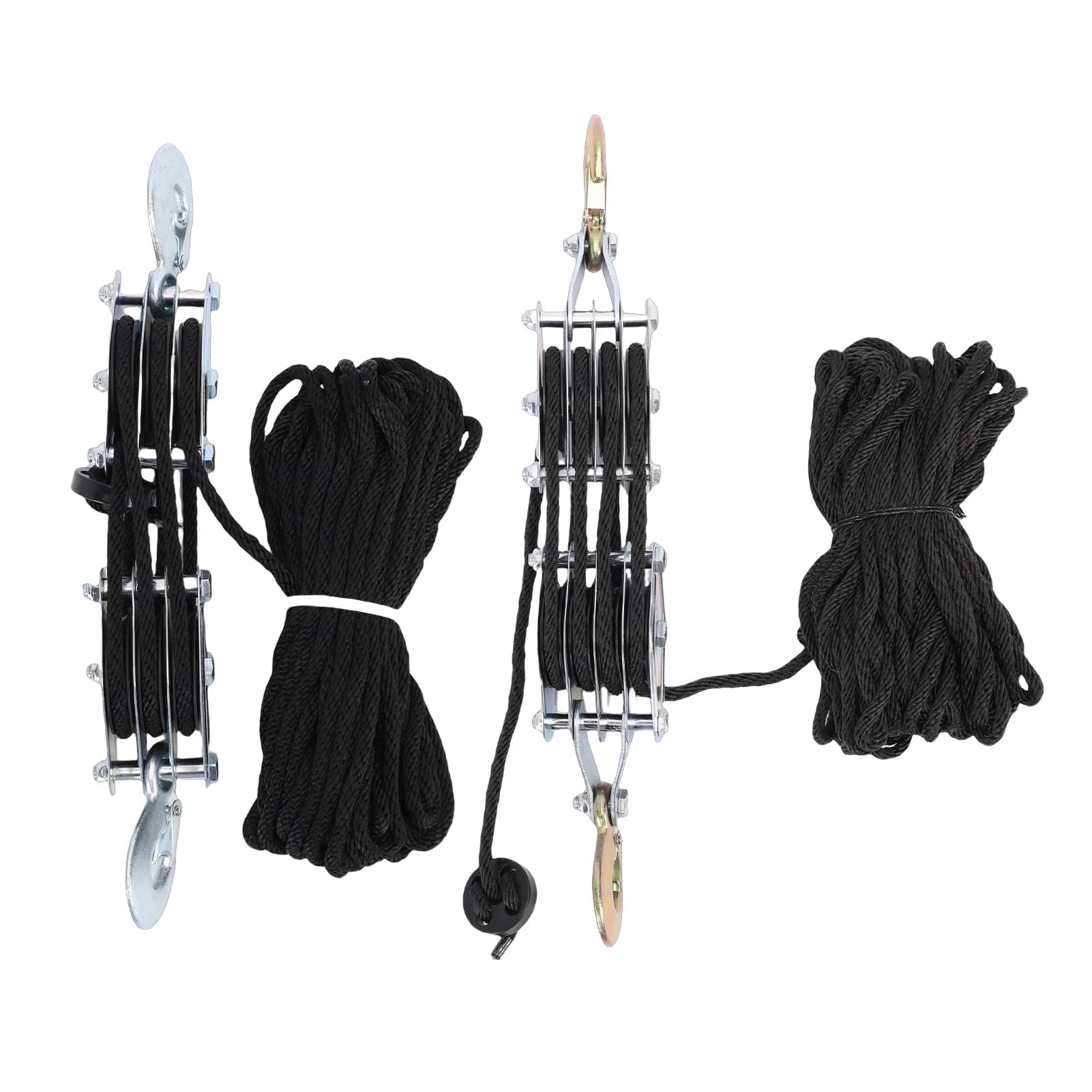 Heavy-Duty Block and Tackle Pulley System | 270° Swivel Hook | High-Strength Rust-Resistant Bearing - Thumbnail 2