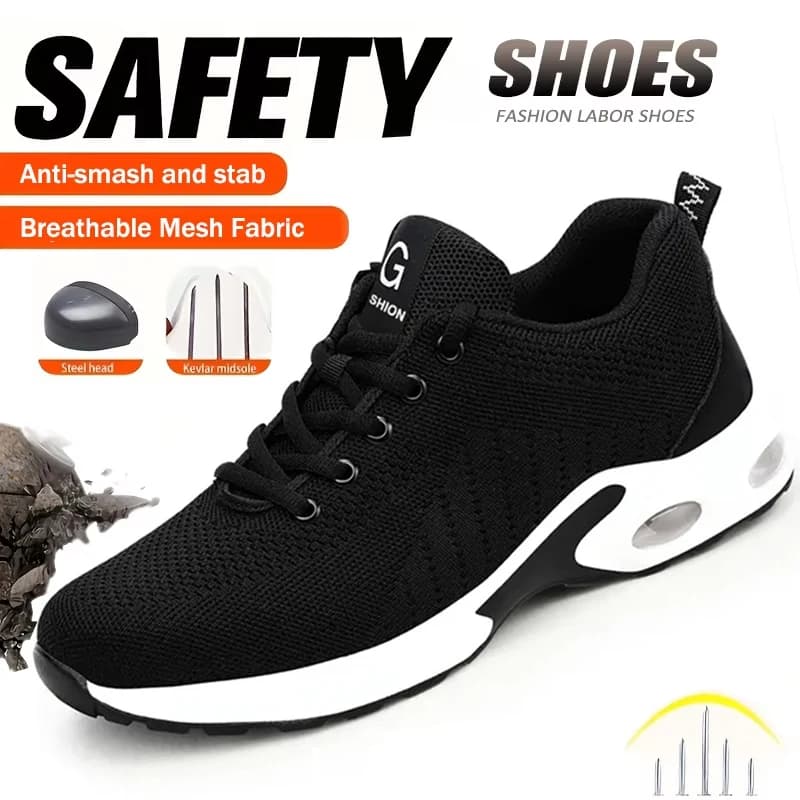 Steel Toe Safety Shoes | Lightweight & Breathable | Industrial Work Boots - Thumbnail 2