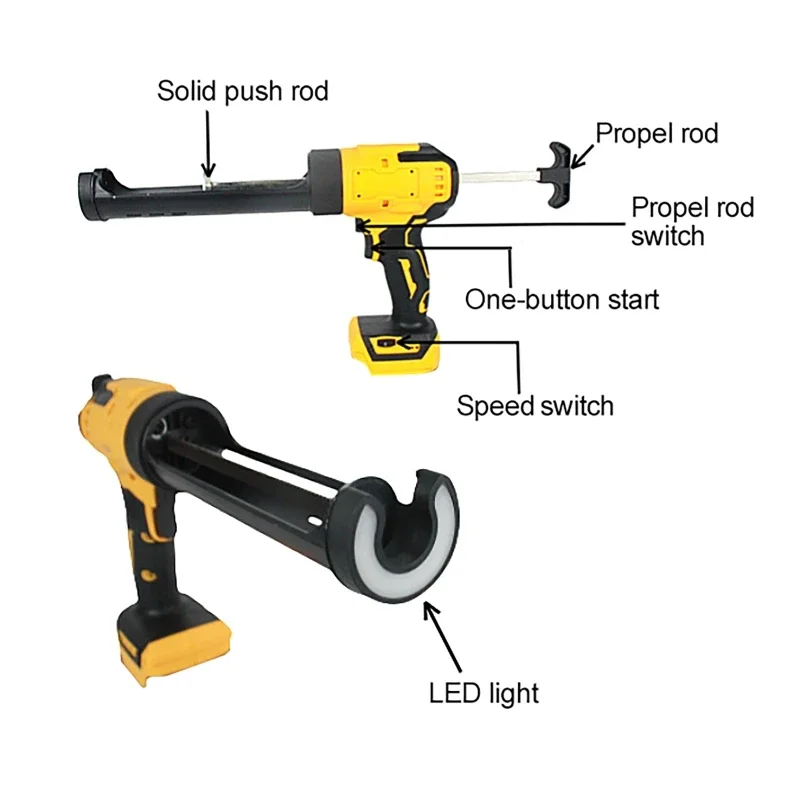 Electric Caulking Gun Dewalt | 6-Speed Adjustable | 18-21V Battery Sealant & Glue - Thumbnail 4