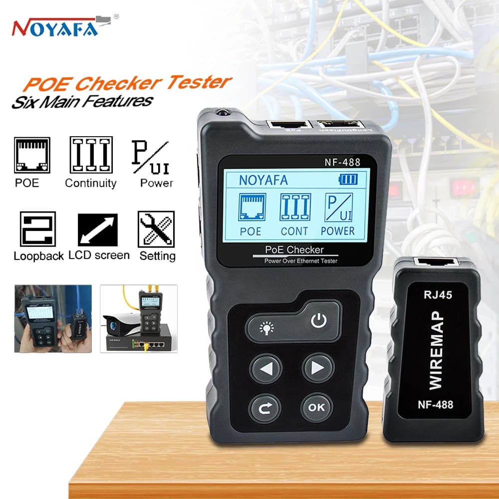PoE Network Cable Tester | LCD Display for CAT5/CAT6 | Loopback & Power Check - Thumbnail 2