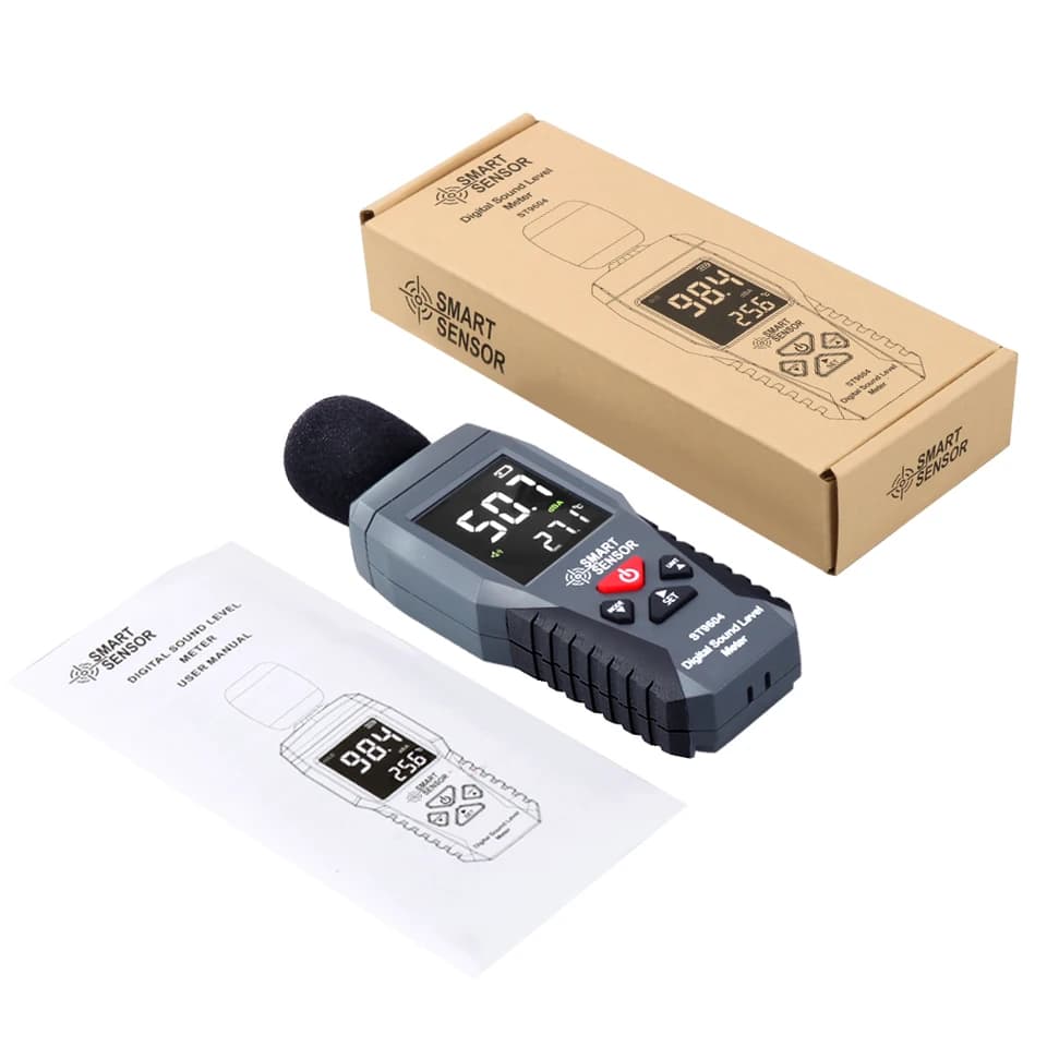 Digital Decibel Meter | 30-130dB LCD Backlight | Noise Meter with Thermometer - Thumbnail 7