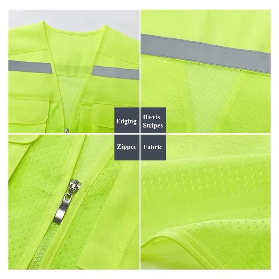 Hi Vis Vest | Multi-Pocket Breathable | Site & Night Safety - Thumbnail 2