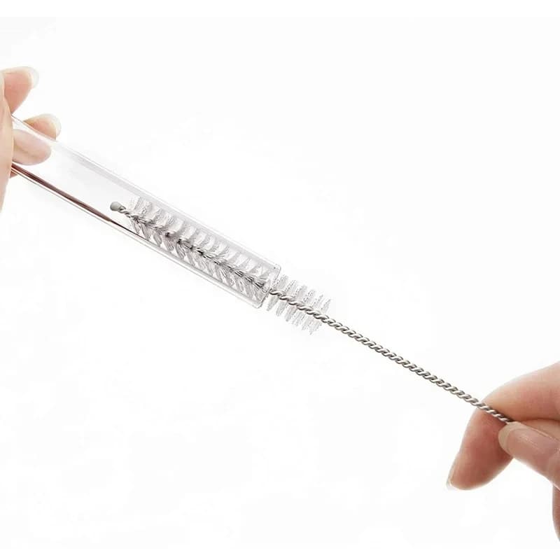 Brush for Cleaning Tight Spaces | Long Nylon & Steel Straw Cleaner - Thumbnail 2