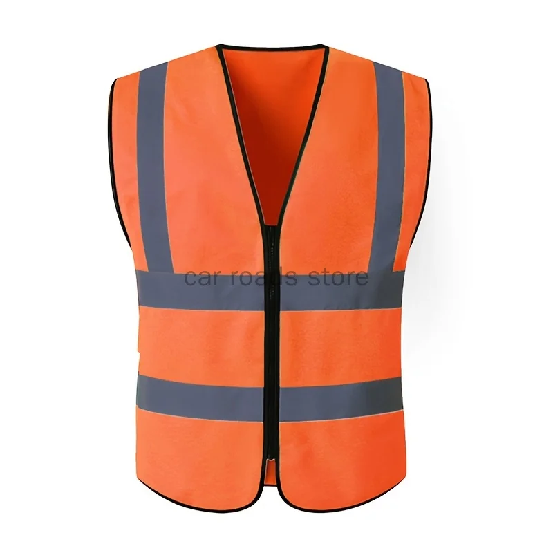 Vis Vest | Zipper Front with Reflective Strips | Neon Construction Safety - Thumbnail 4