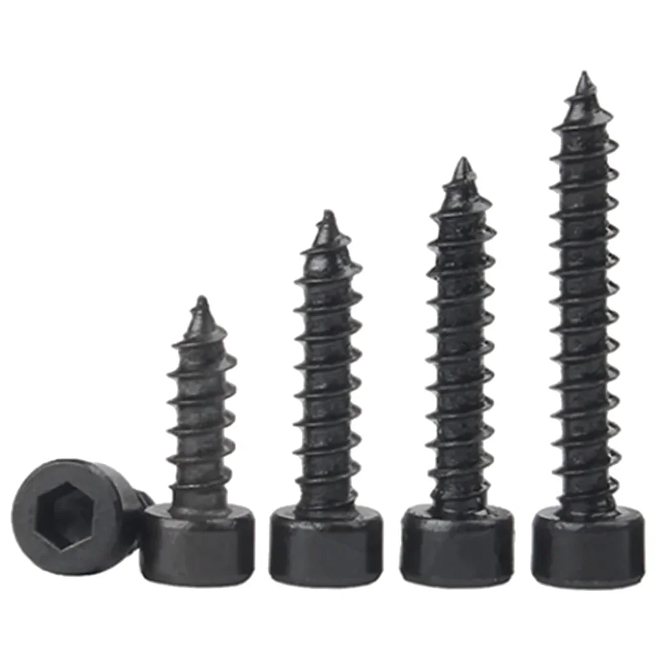 Black Carbon Steel Self Tapping Screws | Hex Socket Head Cap | M2-M6 Multi-Pack - Thumbnail 3