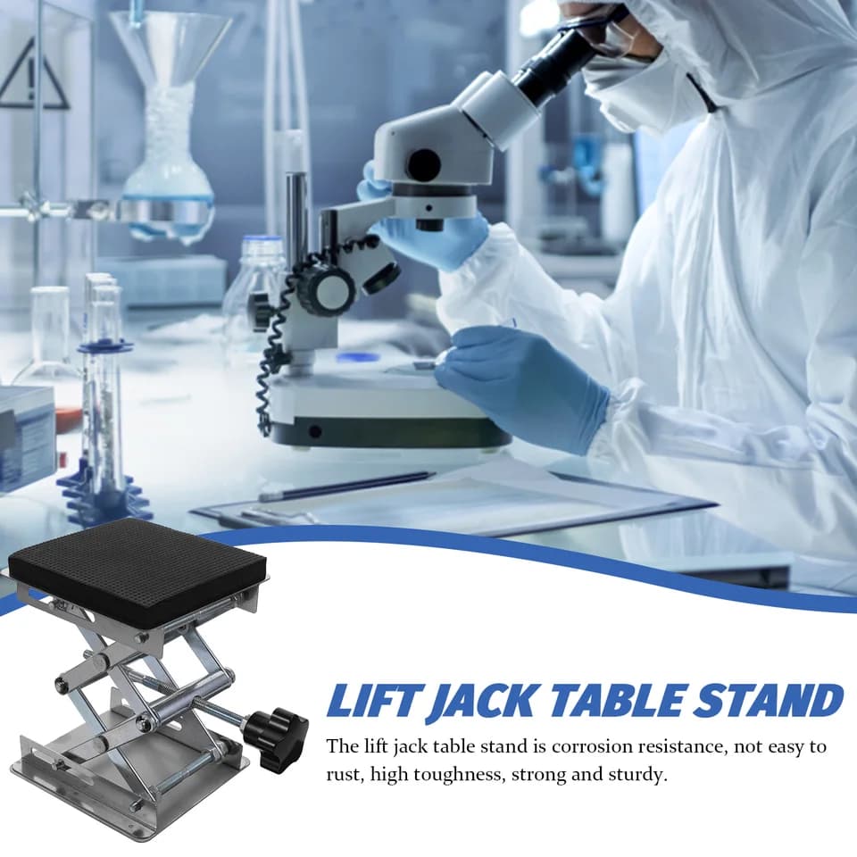Stainless Steel Scissor Jack | Lab Support Platform | Adjustable Height Workbench Lift - Thumbnail 2