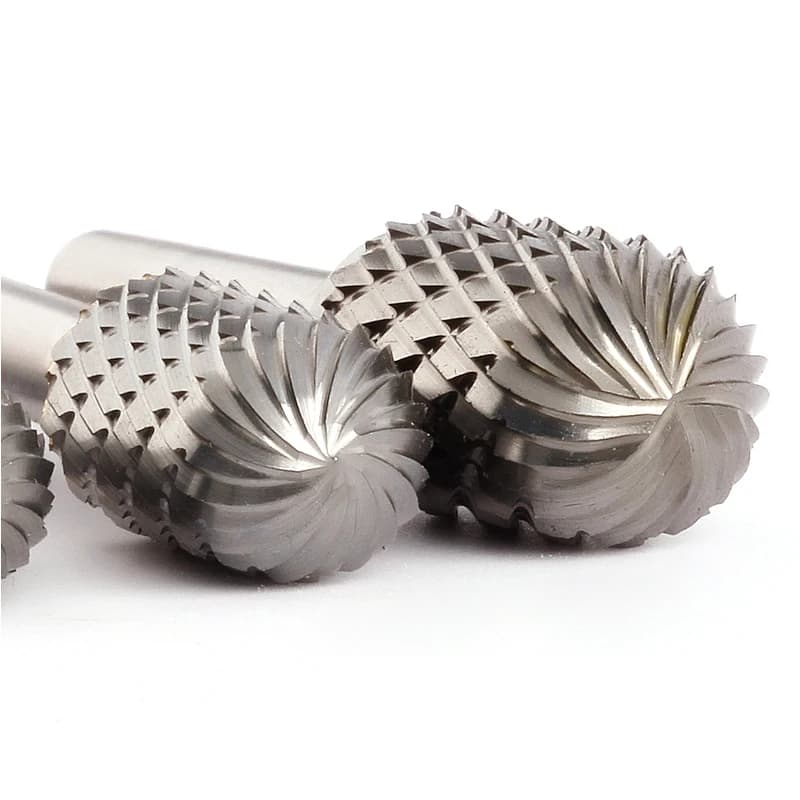 Single tungsten carbide rotary file burr with ball nose cylinder shape, 6mm diameter, and 1/4 inch shank for mould carving.
