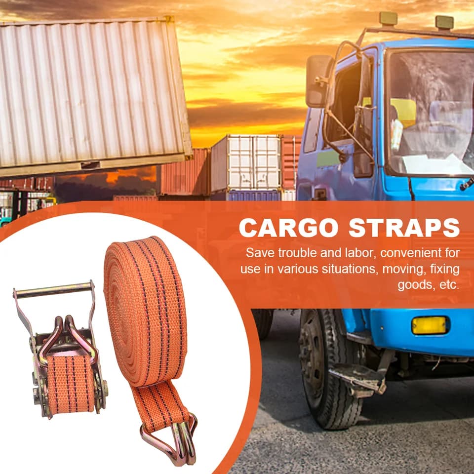 40mm Ratchet Tie Down Straps Heavy Duty | 6/8/10M Truck Strapping | Secure Fastening Tow Strap - Thumbnail 5