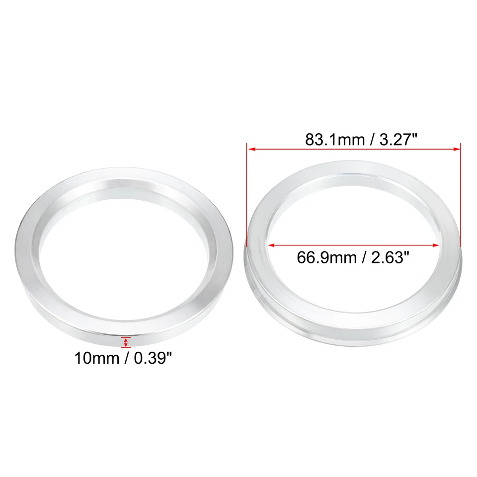 Car Wheel Hub Centric Rings | Aluminium Alloy Spacers | 83.1mm to 66.9mm - Thumbnail 5