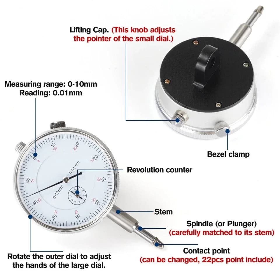 Dial Test Indicator with Magnetic Base | Flexible Arm Stand | Precision Measurement - Thumbnail 2