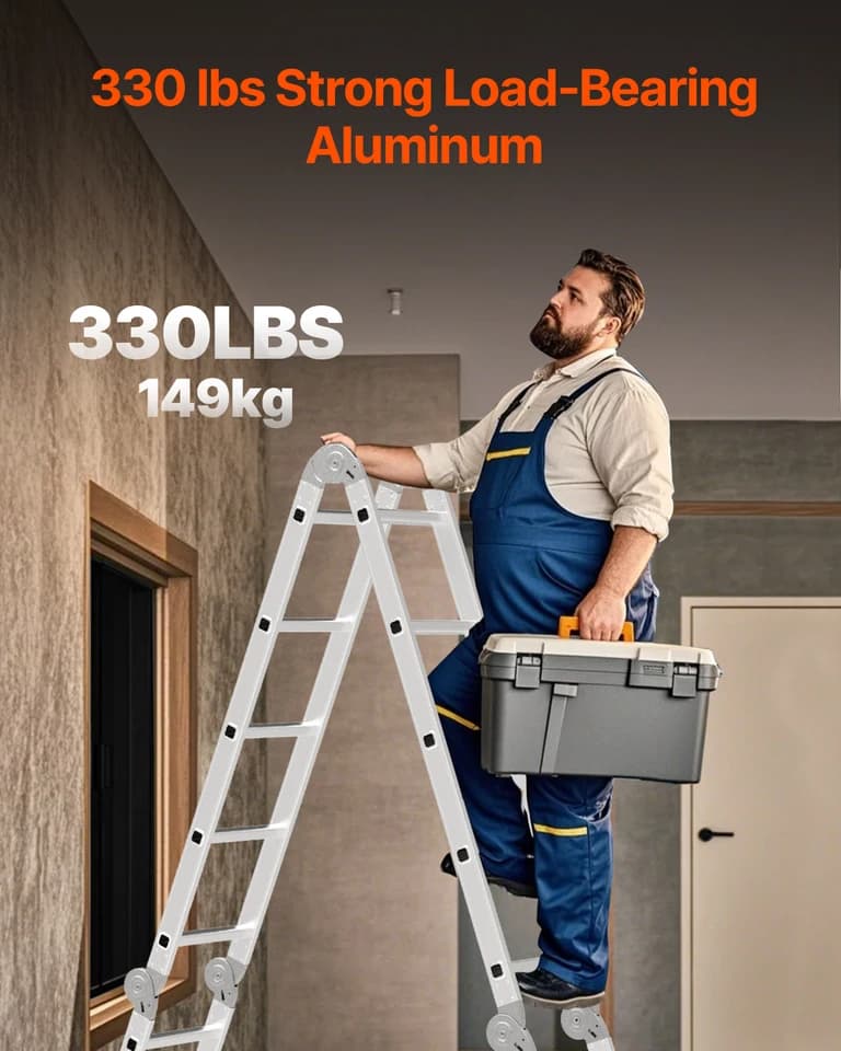 Multi-Purpose Folding Ladder with Ladder Standoff | 7-in-1 Telescopic | A-Frame Adjustable - Thumbnail 4