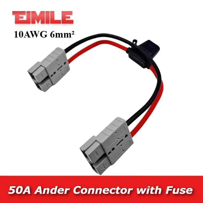 50A Flexible Pan Connector with Boss | 6mm 10AWG Solar Cable | Car Battery & Panel - Thumbnail 2
