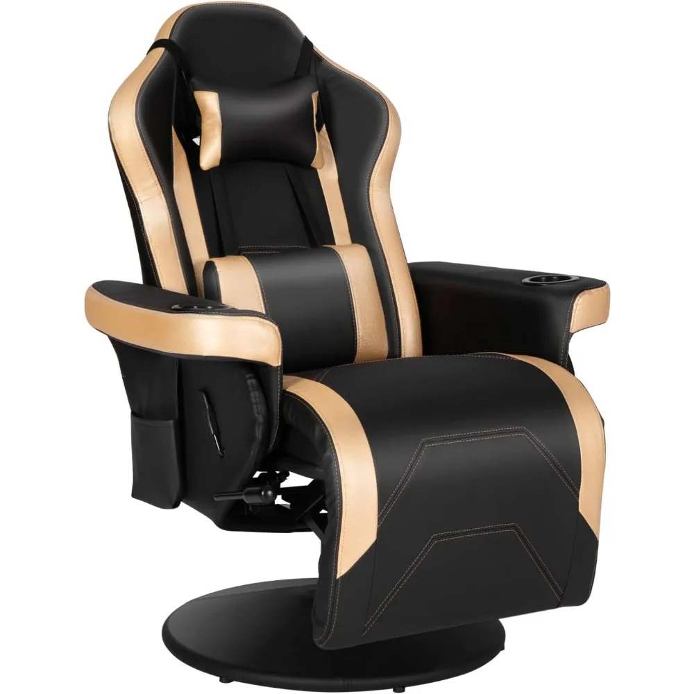 Gaming Recliner Chair | Swivel with Lumbar Support & Headrest | Modern Video Game Lounger - Thumbnail 6