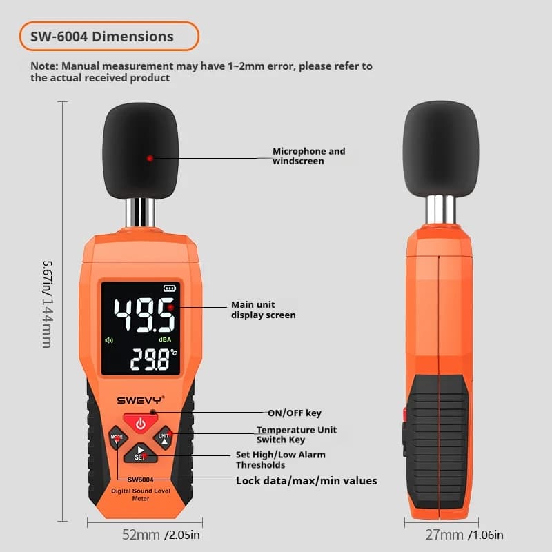 Digital Decibel Meter | 30-130dB Range | Portable Noise Detector - Thumbnail 5