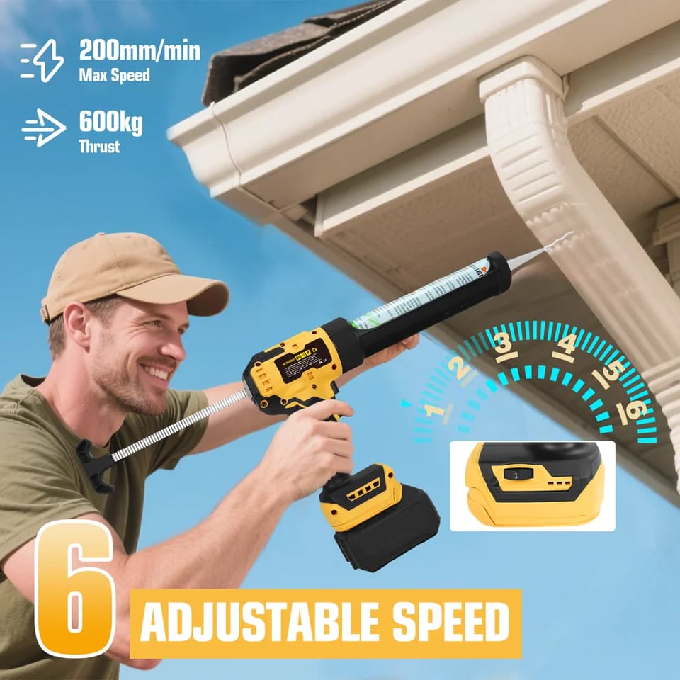 Battery Sealant Gun 300ml | Cordless 6-Speed | For Dewalt 20V - Thumbnail 4