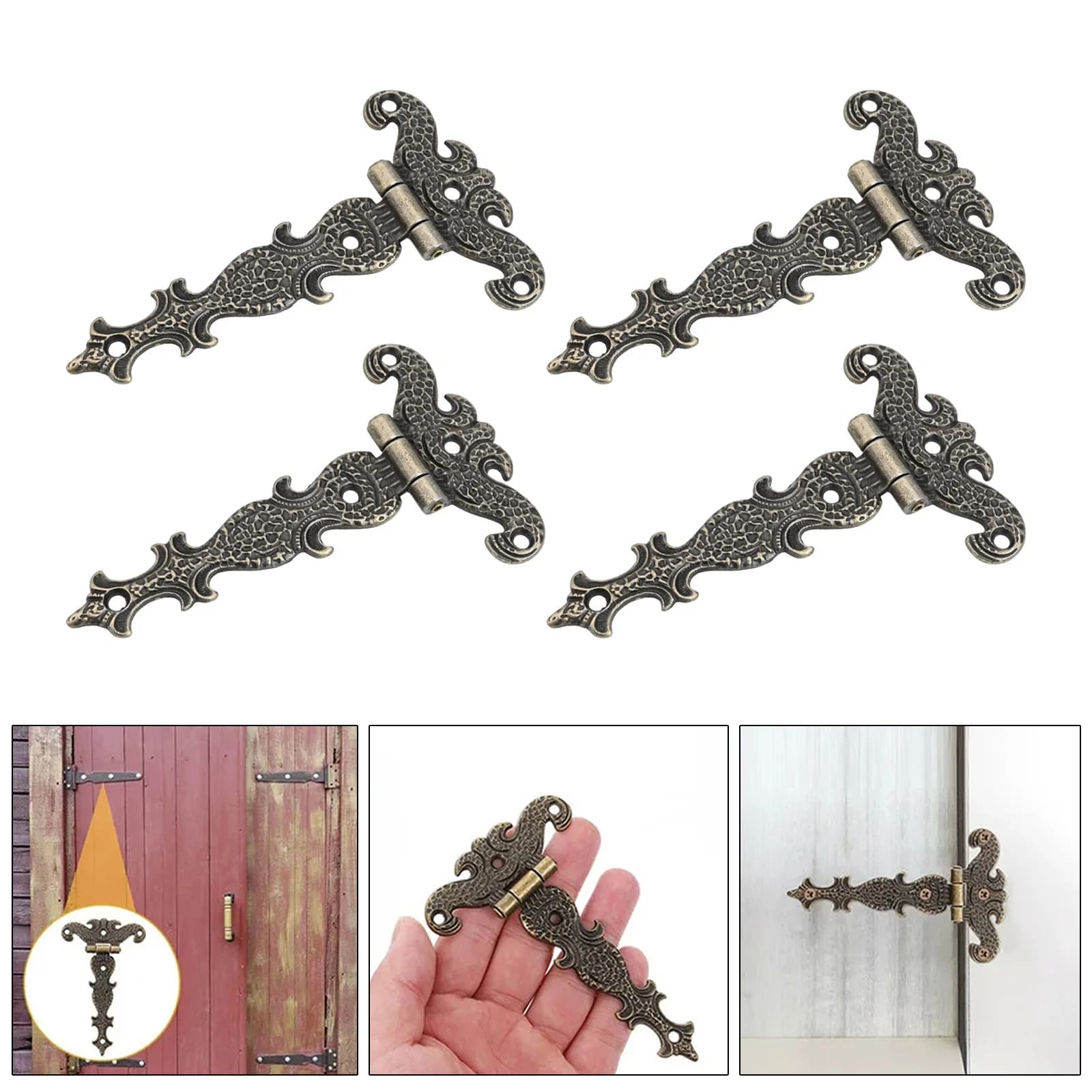 Barn Door Hinges | Heavy Duty Zinc Alloy T-Hinge | 69x113mm For Cabinets & Wooden Boxes - Thumbnail 2