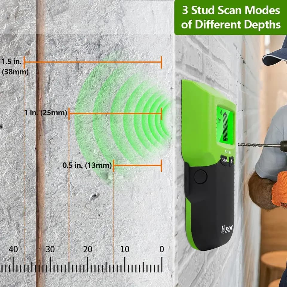 Huepar Stud Finder | 5-in-1 Wall Scanner | Wood, AC Wire & Metal Detection - Thumbnail 5