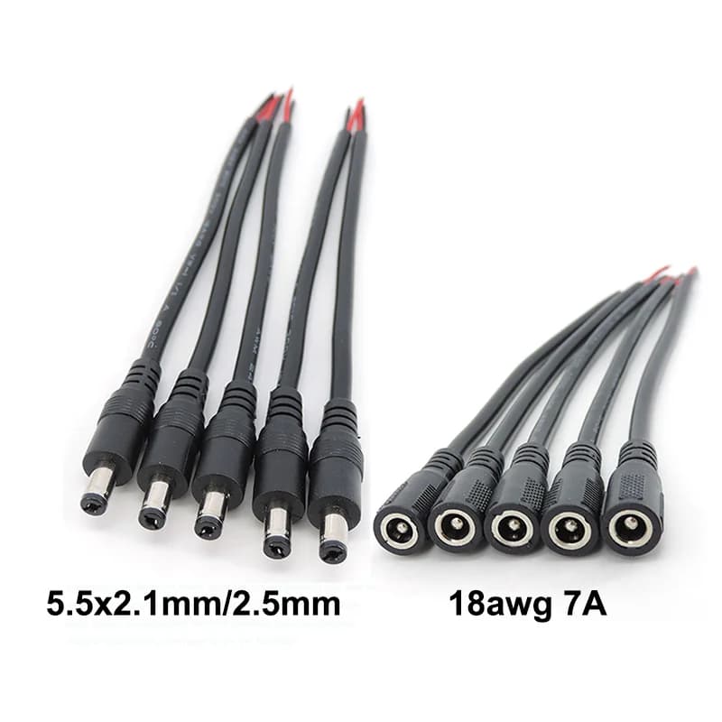 DC Power Connector Cable 5.5x2.1mm | Flexible Power Supply Lead | LED Strip Light Camera - Thumbnail 2