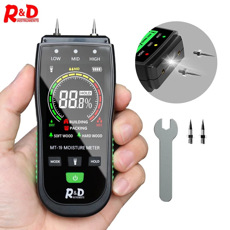 Digital Wood Moisture Meter | Wall Water Tester | Concrete & Brick Hygrometer