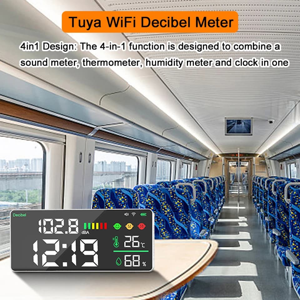 4-in-1 WiFi Sound Level Meter | Temp, Humidity, Decibel Alarm | APP Control - Thumbnail 4
