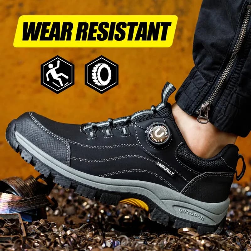 Black Leather Safety Wellington Boots | Steel Toe & Midsole | Industrial Workwear - Thumbnail 7