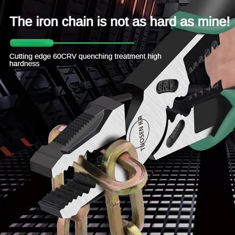 Multi-Function Wire Stripper Pliers | 9 Inch Electrician Tool | Pointed & Diagonal Nose - Thumbnail 3