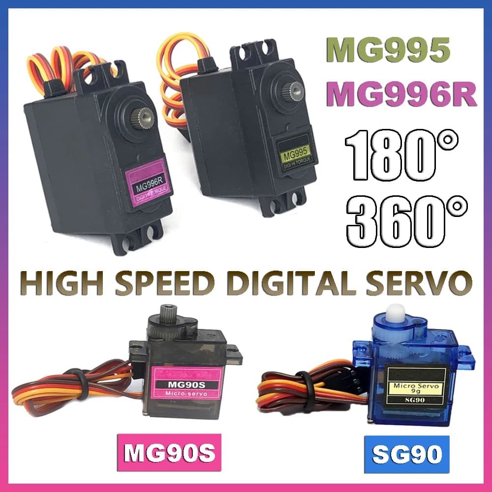 Servo Motor Kit | MG995/MG996R/SG90/MG90S | Metal/Plastic Gears | For RC Vehicles - Thumbnail 2