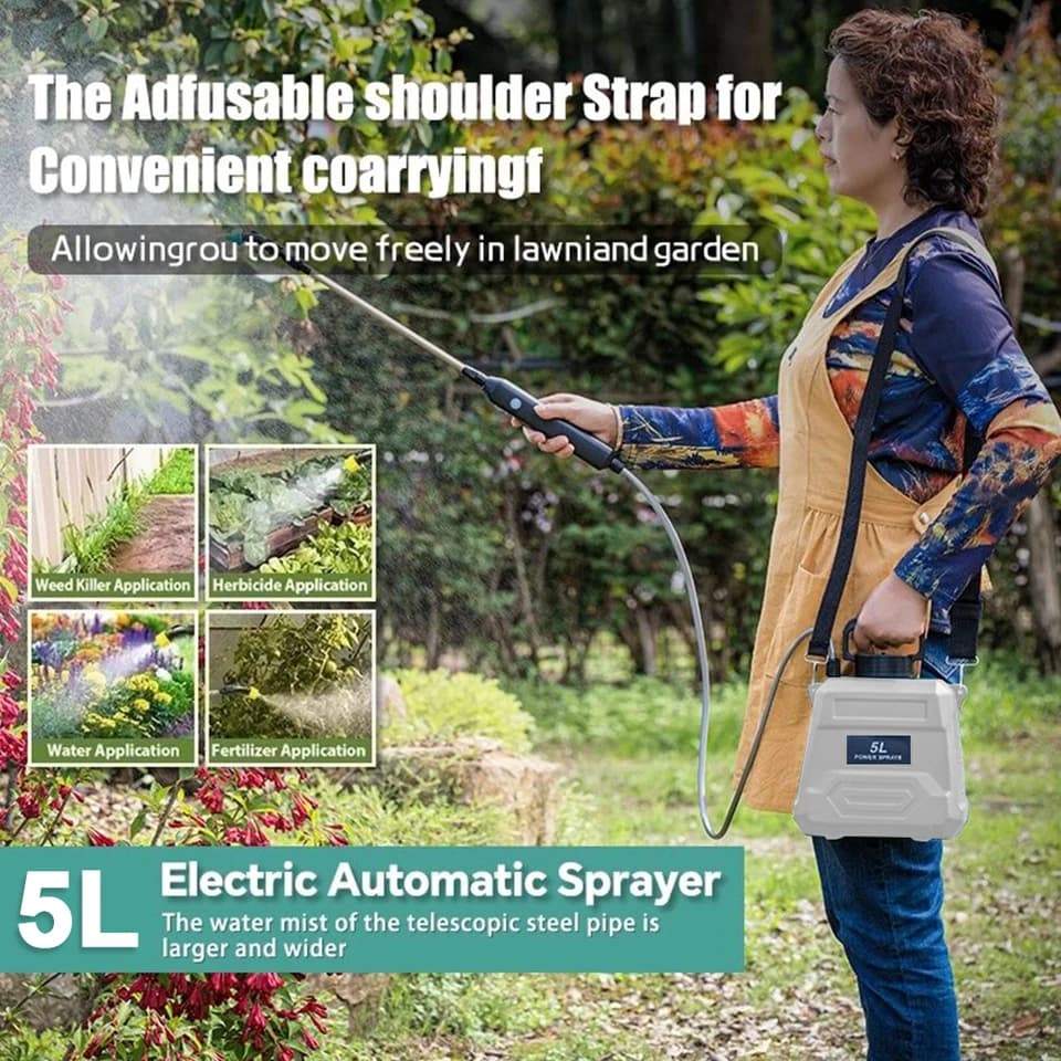 5L Backpack Electric Sprayer | 3 Modes for Garden & Lawn | Rechargeable - Thumbnail 5