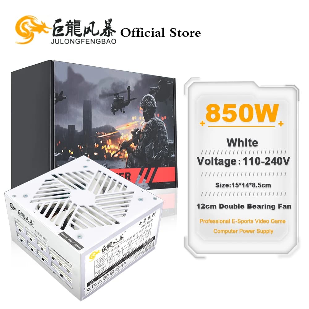 JULONGFENGBAO 110-240V Game Fonte White 850W Fully Modular A - Premium Electronics & Components > Power Supplies with professional quality and features