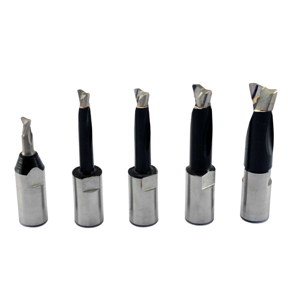 Special milling cutter set with 4, 5, 6, 8, and 10 mm diameters for DF500 mortise machine, compatible with Festool systems.