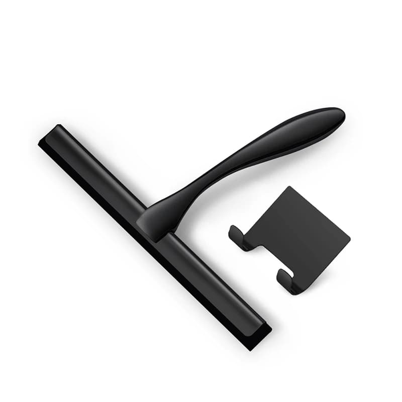 Window Cleaning Kit with Pole | Silicone Squeegee & Suction Hook | 10-14 inch Bathroom Tool - Thumbnail 4