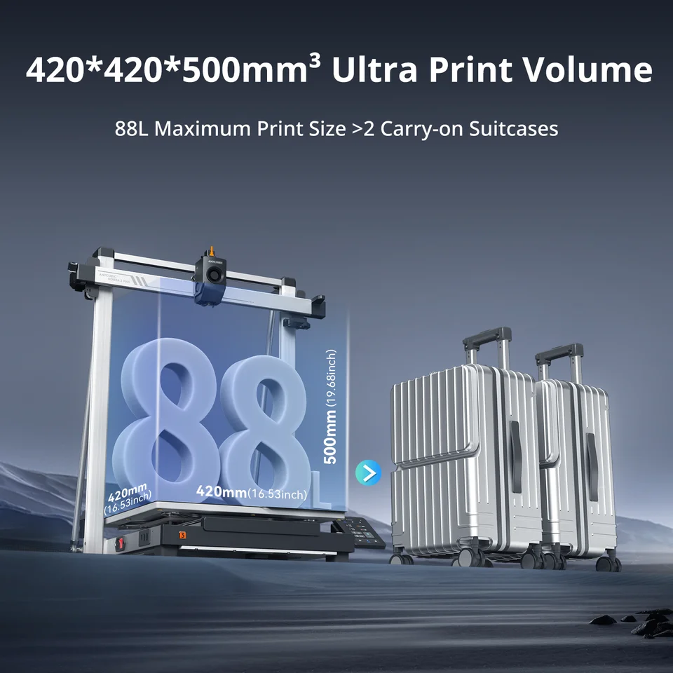 ANYCUBIC Kobra 3 Max 3D Printer | 600mm/s Speed | 420x420x500mm Build Volume - Thumbnail 4
