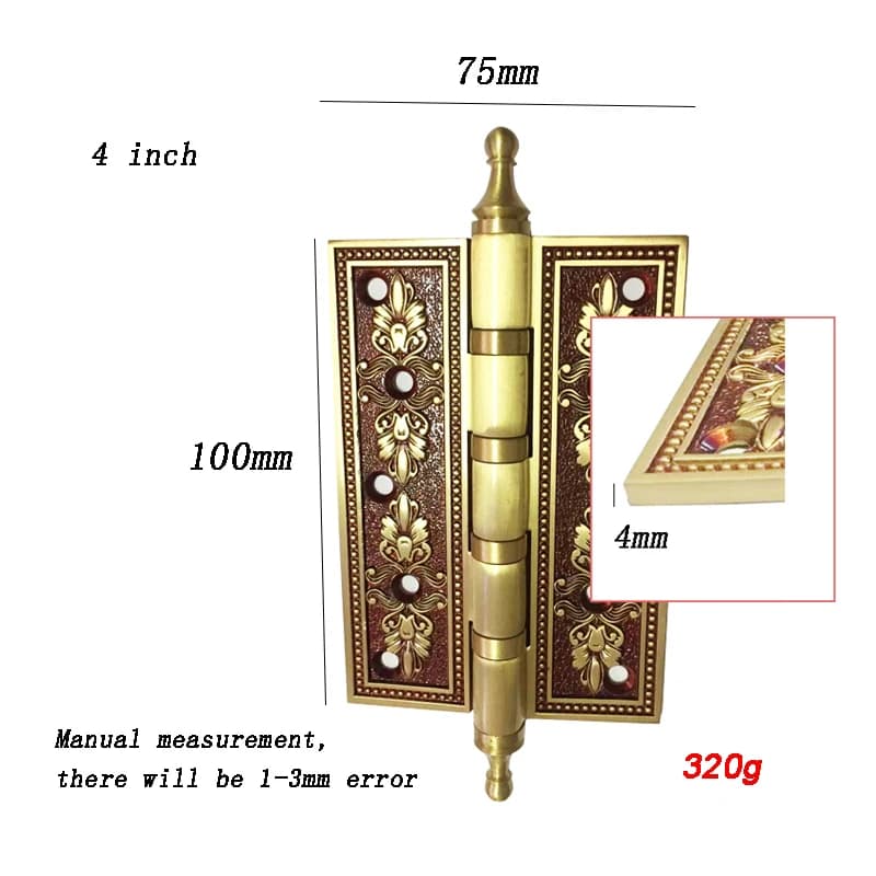 Heavy-Duty Gate Hinges | Solid Brass with Crown Head | Silent Villa Door Use - Thumbnail 4