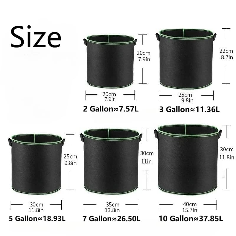 Plant Grow Bags | Thickened Non-Woven Aeration Fabric | With Handles, 2-10 Gallon - Thumbnail 4