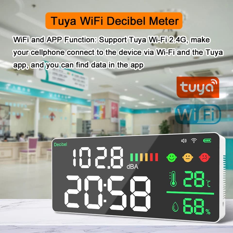 4-in-1 WiFi Sound Level Meter | Temp, Humidity, Decibel Alarm | APP Control - Thumbnail 3