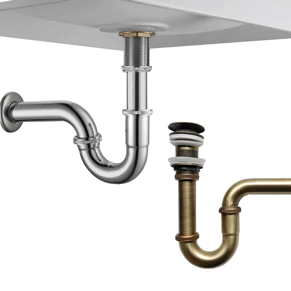 Bathroom Sink Drain Pipe Kit | Flexible Bottle Trap | Antique Pop-Up Waste