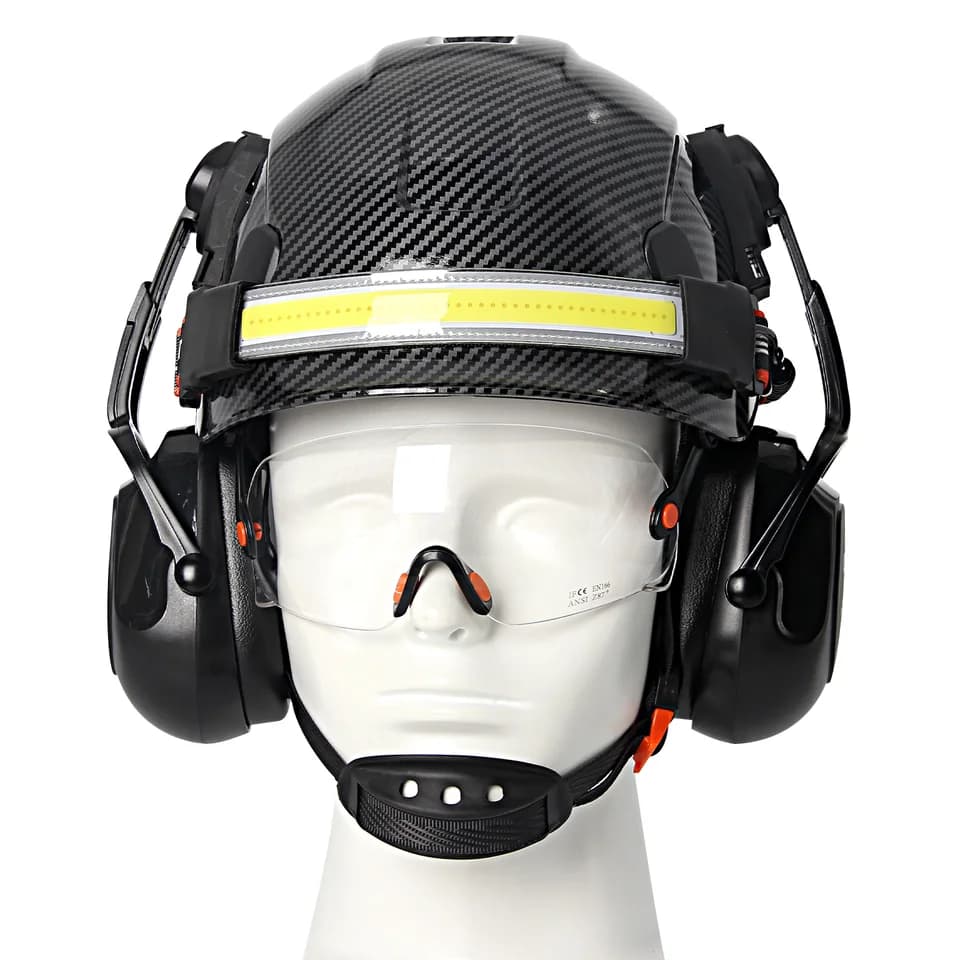 Safety Construction Helmet | Built-in Goggles & LED Headlamp | ABS Hard Hat - Thumbnail 3