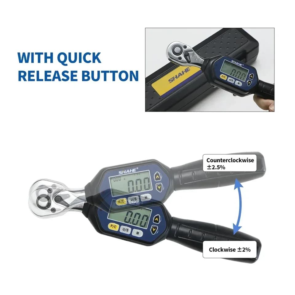 Shahe Digital Torque Wrench | 1/4" 3/8" 1/2" Drive | Bidirectional Ratchet - Thumbnail 4