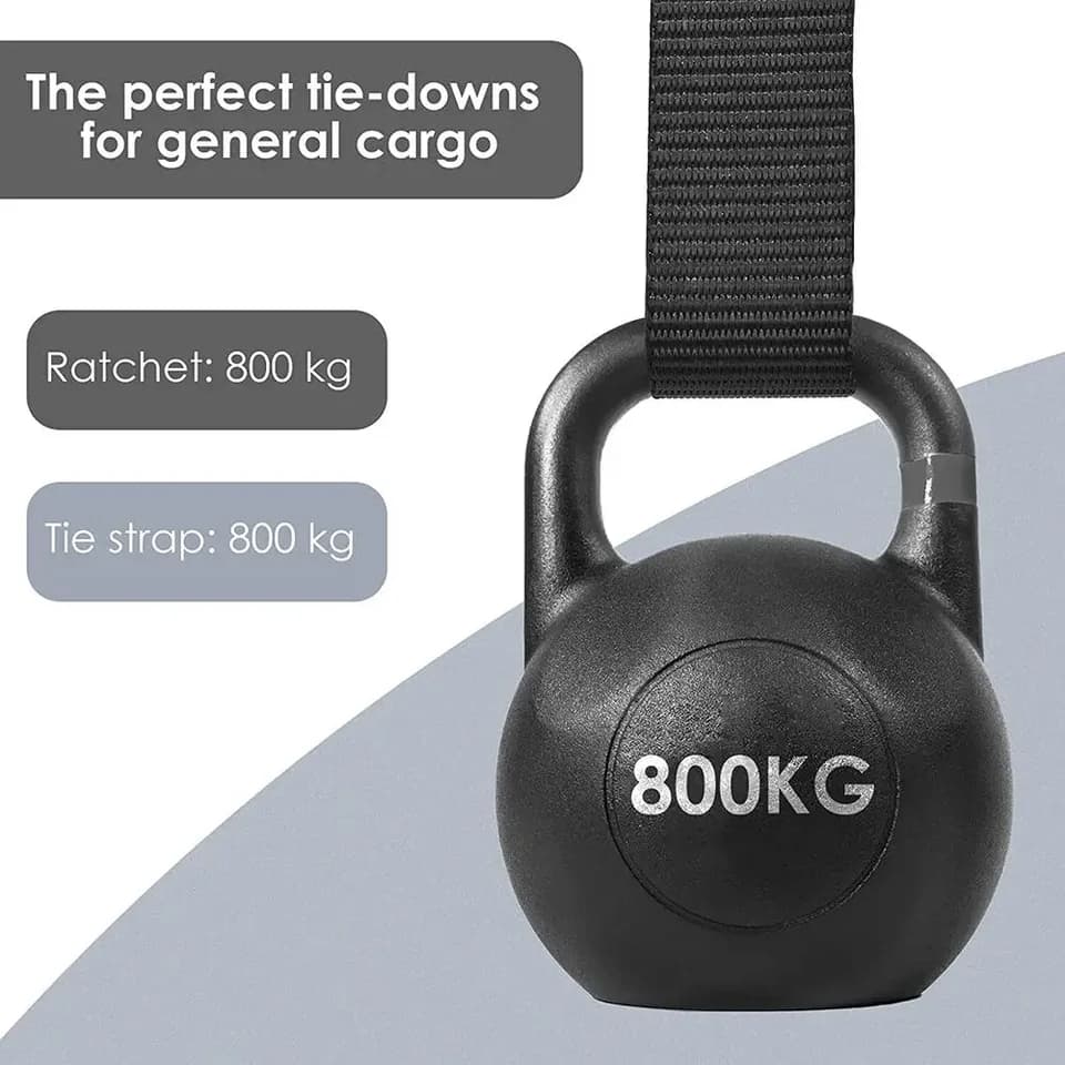 Heavy-Duty Ratchet Strap Set | 0.8T Load Capacity | 25mm x 6m Polyester - Thumbnail 4