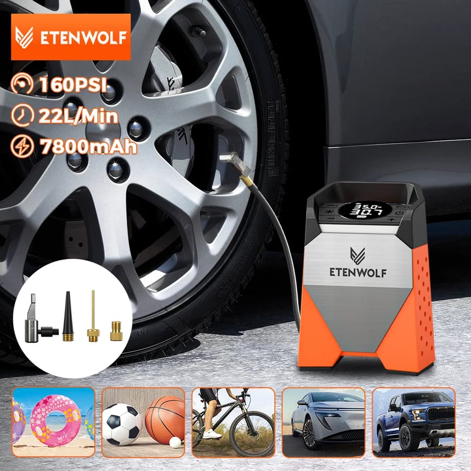 Portable Tyre Inflator | 100% Duty Cycle | Car, Motorbike, Bicycle - Thumbnail 2