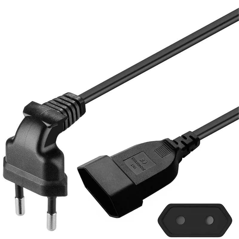 European Extension Lead | Angled 2-Prong Power Cable | Male to Female - Thumbnail 2