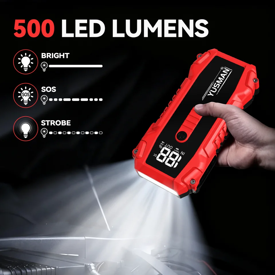6000A Jump Starter | Portable 12V Car Battery Charger | With LED - Thumbnail 3