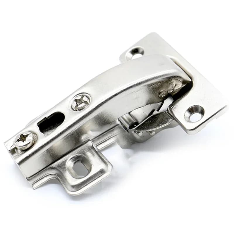 Two-piece blind corner 90-degree hydraulic hinge set for kitchen cabinets and wardrobes, featuring concealed angular door folding mechanism.