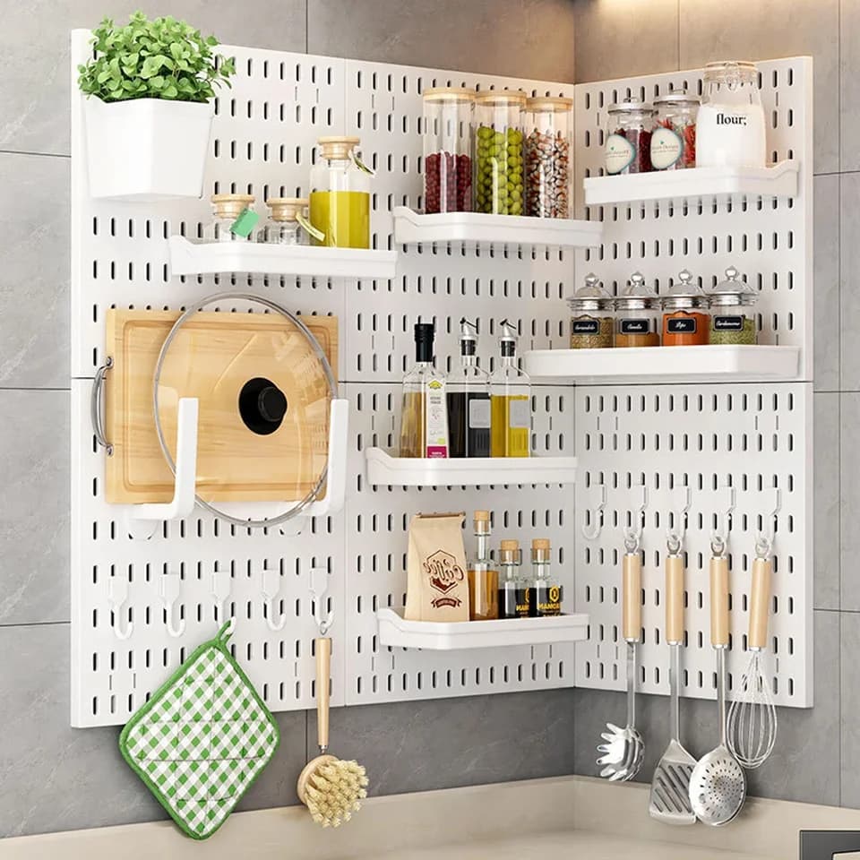 Pegboard Wall Organiser Panel | No-Drill Shelving System | Garage & Workshop Storage - Thumbnail 2