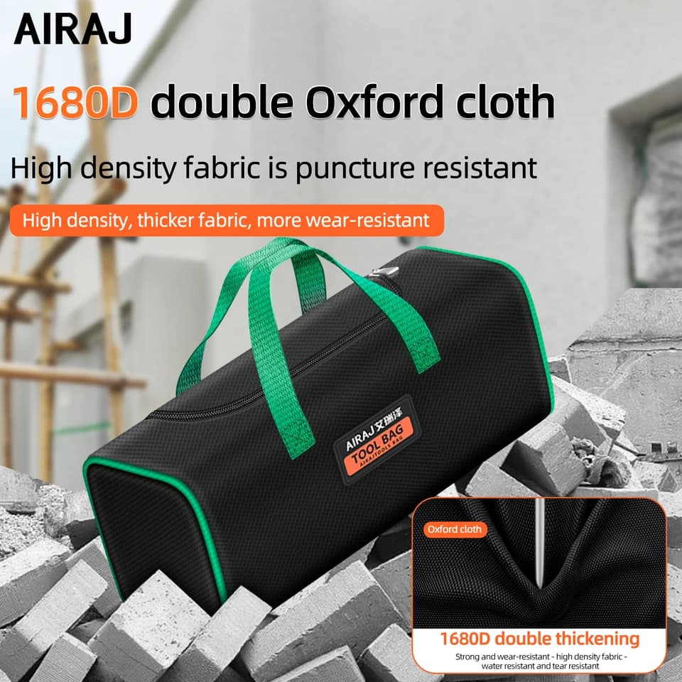 AIRAJ Tool Bag | Oxford Cloth Double Deck Storage | Electrician & Carpenter Repair - Thumbnail 3