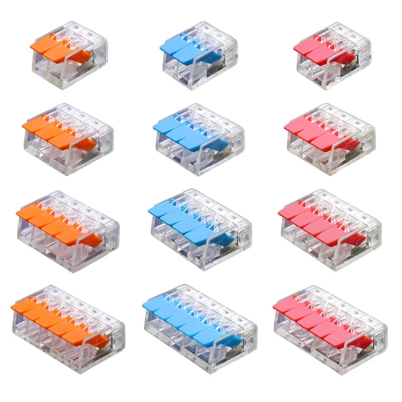 Mini Fast Wire Connector Terminal Set of 25, 50, or 100 pieces for compact plug-in home wiring and electronics projects.
