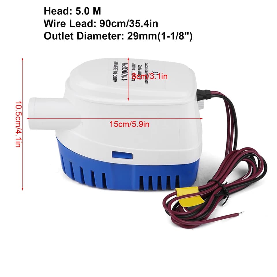 Condensate Pump for Bilge | 12V Automatic Submersible | 1100 GPH - Thumbnail 4