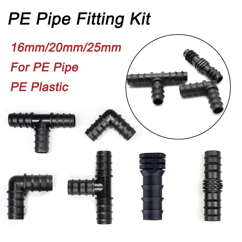 PE Pipe Fittings Kit 16/20/25mm | Straight Flexible Pan Connector | Drip Irrigation & Water Pipe - Thumbnail 2